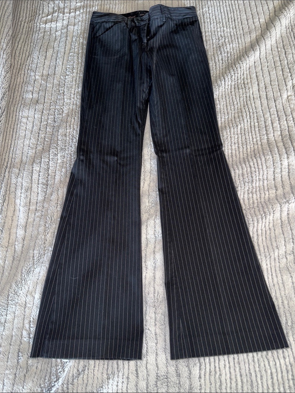 Express Black Pinstripe Editor Dress Pants Waistband Detail